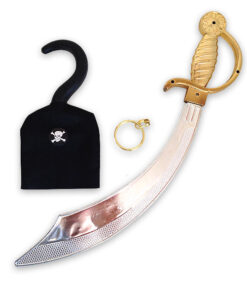 Pirat sæt - Sværd, klo og guldørering til den perfekte pirat eller sørøverfest. Billigt, nemt og sjovt til en børnefødselsdag - Billig